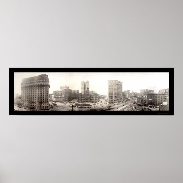 Downtown Detroit Foto 1914 Poster (Vorne)