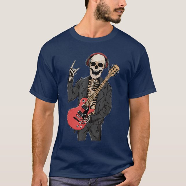 Downtown Girl Ästhetik Skeleton Rock Steampunk Pu T-Shirt (Vorderseite)