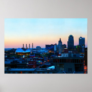 Downtown Kansas City bei Sonnenuntergang Poster