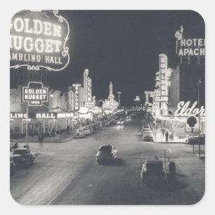 Downtown Las Vegas Retro Quadratischer Aufkleber