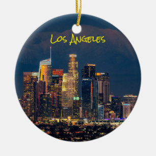 Downtown Los Angeles bei Dämmerung Keramik Ornament