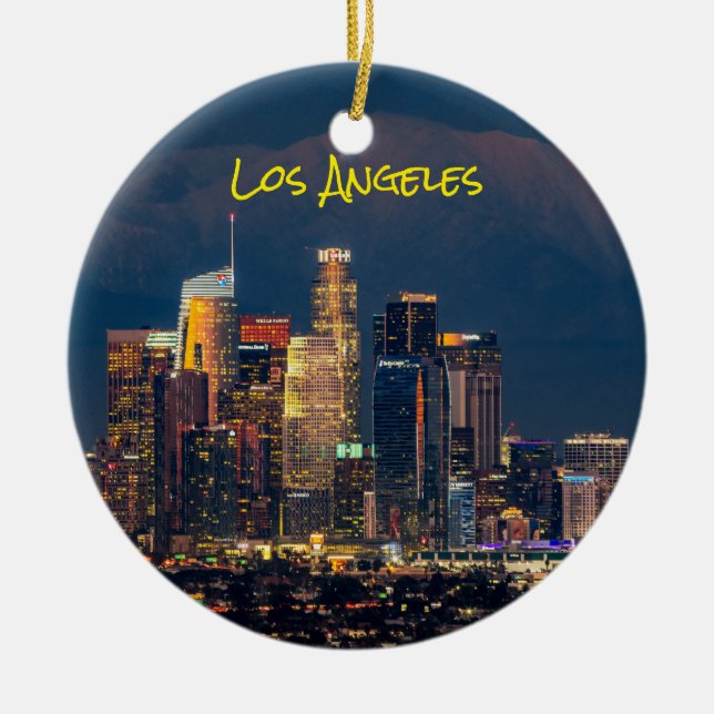 Downtown Los Angeles, Dusk Keramik Ornament (Vorne)
