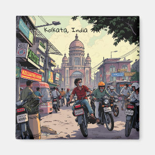 Downtown Motor Bikes in Kalkutta, Indien Magnet