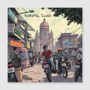 Downtown Motor Bikes in Kalkutta, Indien Magnetkarte