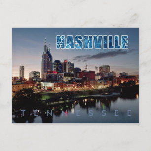 Downtown Nashville Skyline, Tennessee am Abend Postkarte