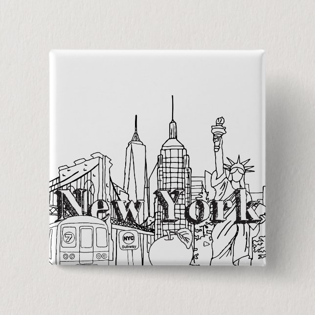Downtown NYE New York Vacation Souvenirs NYC Gesch Button (Vorderseite)