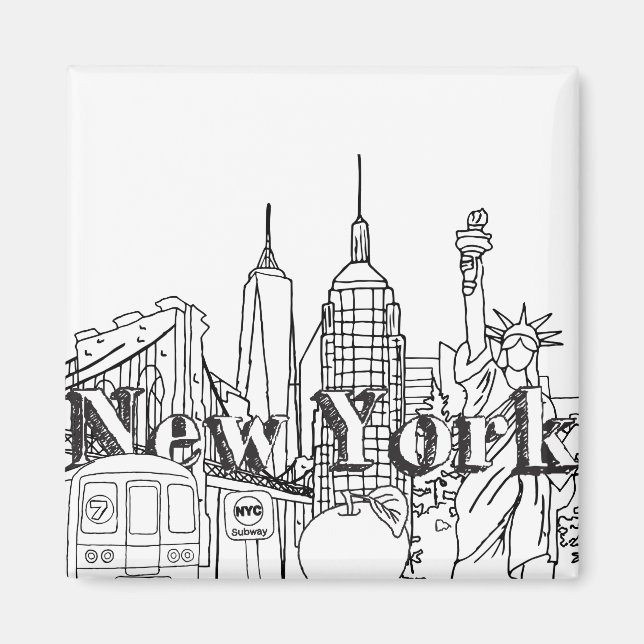 Downtown NYE New York Vacation Souvenirs NYC Gesch Magnet (Vorne)