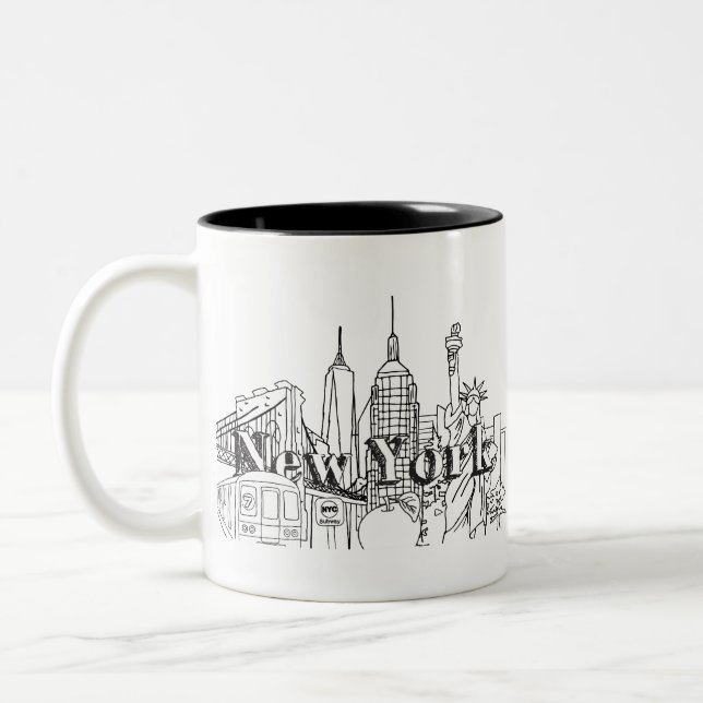 Downtown NYE New York Vacation Souvenirs NYC Gesch Zweifarbige Tasse (Links)