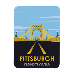 Downtown Pittsburgh, PA Brücke Vintage Reise Magnet
