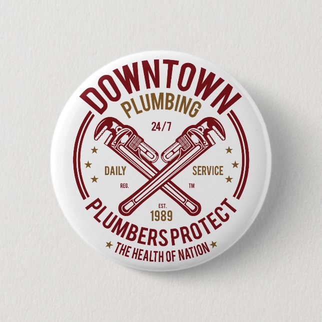 Downtown Plumbing Daily Service 24/7 Klempner Button (Vorderseite)