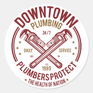 Downtown Plumbing Daily Service 24/7 Klempner Runder Aufkleber