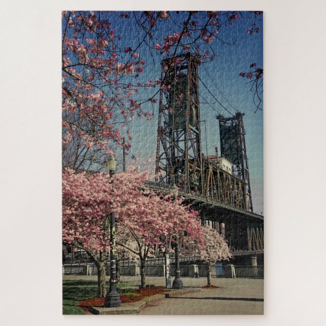 Downtown Portland Bridge | Cherry Blossom Puzzle (Vertikal)