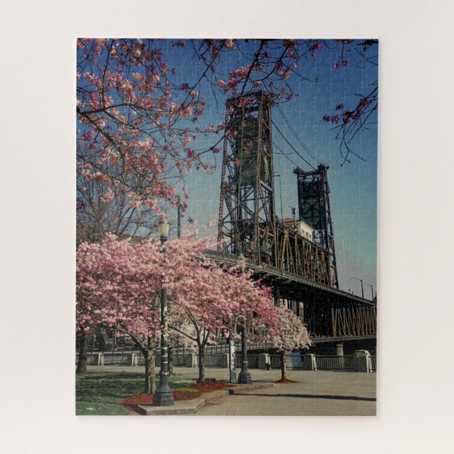 Downtown Portland Bridge | Cherry Blossom Puzzle (Vertikal)
