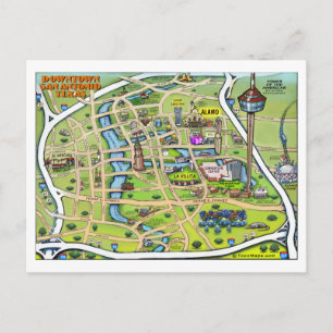 Downtown San Antonio Cartoon Karte