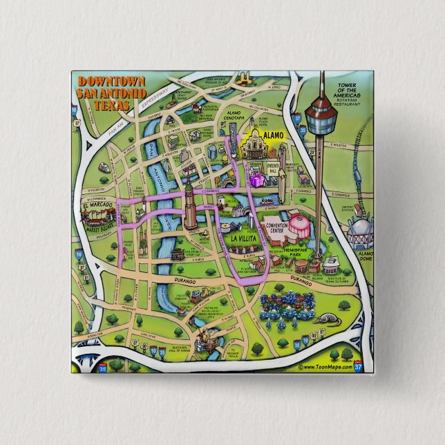 Downtown San Antonio Texas Button (Vorderseite)