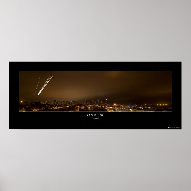 Downtown San Diego Night Panorama Poster (Vorne)
