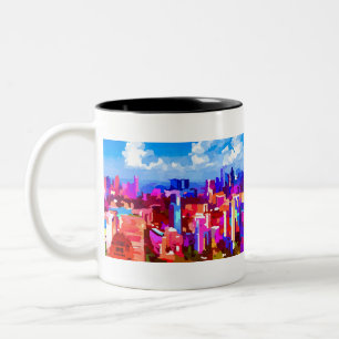 Downtown Singapur Skyline von Jon Baran Zweifarbige Tasse