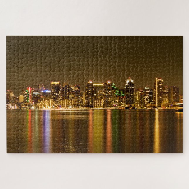 Downtown Skyline bei Nacht San Diego Puzzle (Horizontal)