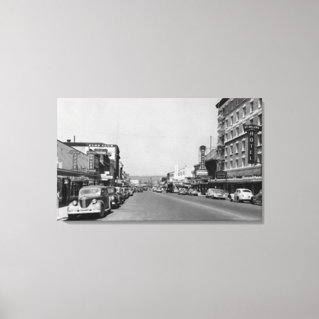 Downtown View von Chehalis, Washington Fotograf Leinwanddruck (Vorderseite)