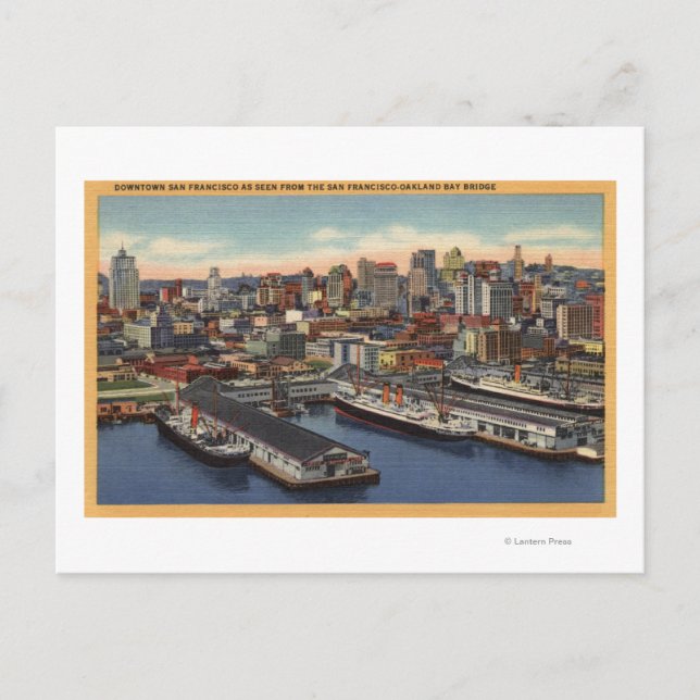 Downtown View von der Bay Bridge Postkarte (Vorderseite)