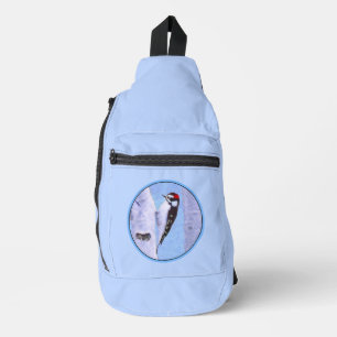 Downy Woodpecker Aspen Painting Original Bird Art Crossbody Bag