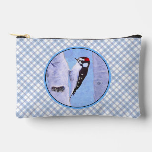 Downy Woodpecker Aspen Painting Original Bird Art Zubehörtasche