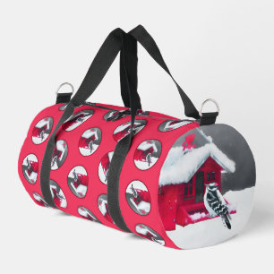Downy Woodpecker auf Red Feeder Original Bird Art Duffle Bag