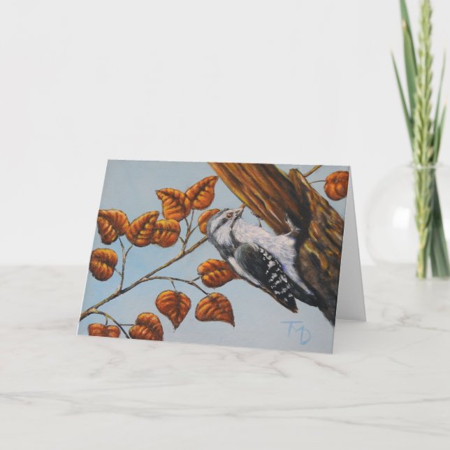 Downy Woodpecker - Blank Grußkarte Karte (Vorderseite)