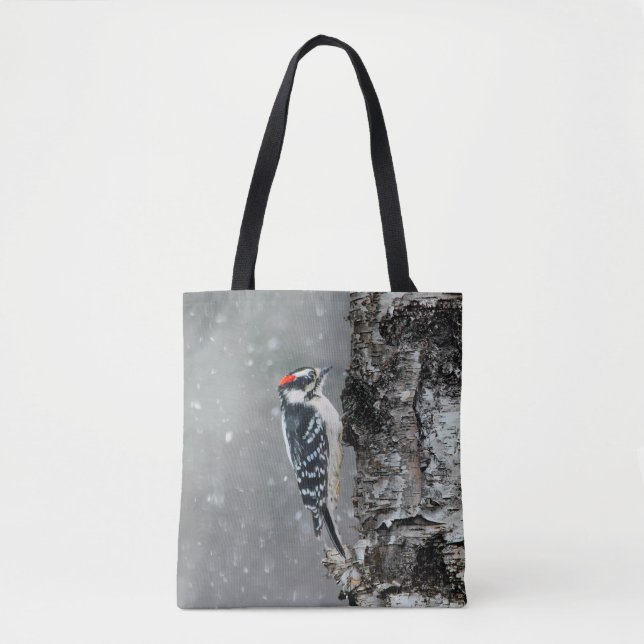 Downy Woodpecker in Snow - Original Foto (Vorderseite)