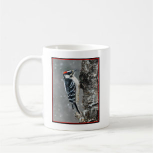 Downy Woodpecker in Snow - Original Foto Kaffeetasse