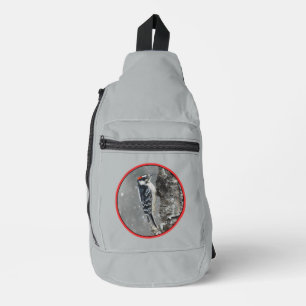 Downy Woodpecker in Winter Original Fotografie Crossbody Bag