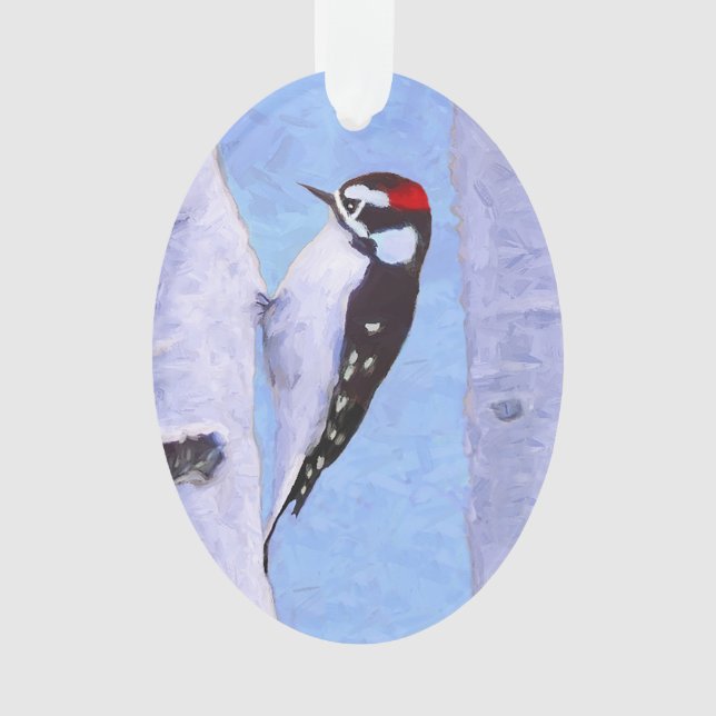 Downy Woodpecker-Malerei - Original Bird Art Ornament (Vorderseite)