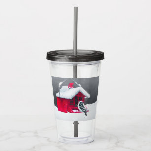 Downy Woodpecker Painting - Original Bird Art Acryltrinkbecher