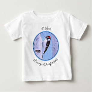 Downy Woodpecker Painting - Original Bird Art Baby T-shirt