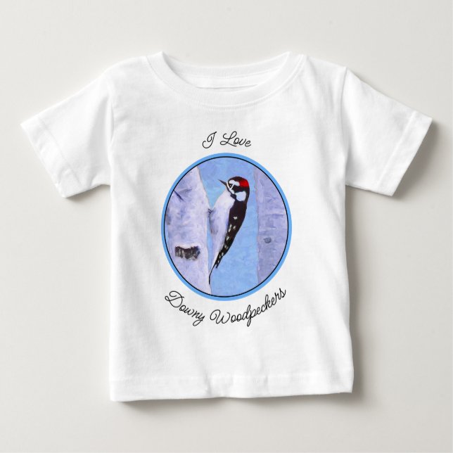 Downy Woodpecker Painting - Original Bird Art Baby T-shirt (Vorderseite)