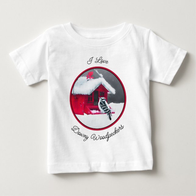 Downy Woodpecker Painting - Original Bird Art Baby T-shirt (Vorderseite)