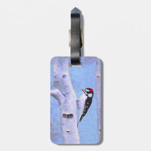 Downy Woodpecker Painting - Original Bird Art Gepäckanhänger