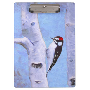 Downy Woodpecker Painting - Original Bird Art Klemmbrett