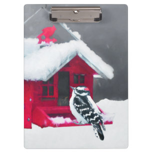 Downy Woodpecker Painting - Original Bird Art Klemmbrett