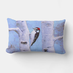 Downy Woodpecker Painting - Original Bird Art Lendenkissen