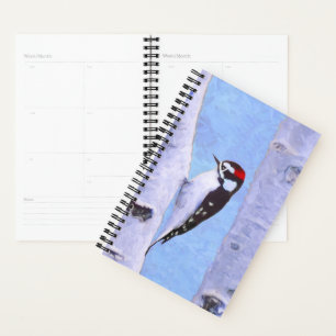 Downy Woodpecker Painting - Original Bird Art Planer