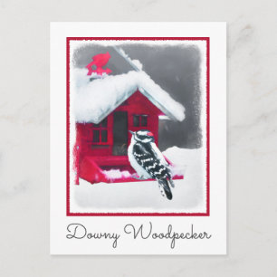 Downy Woodpecker Painting - Original Bird Art Postkarte