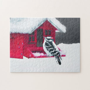 Downy Woodpecker Painting - Original Bird Art Puzzle