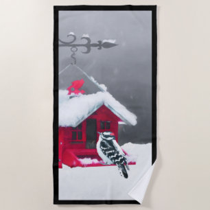 Downy Woodpecker Painting - Original Bird Art Strandtuch
