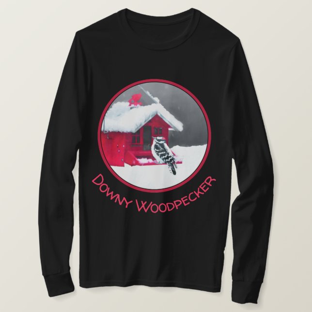 Downy Woodpecker Painting - Original Bird Art T-Shirt (Design vorne)