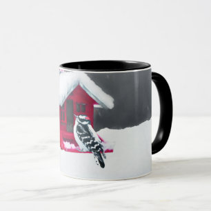 Downy Woodpecker Painting - Original Bird Art Tasse