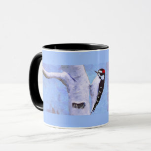 Downy Woodpecker Painting - Original Bird Art Tasse