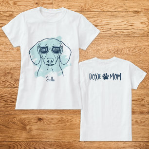 Doxie Mom Eisblaues T-Shirt mit individuellem Name