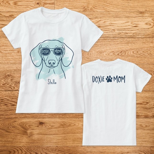 Doxie Mom Ice Blue T-Shirt with Custom Name (Von Creator hochgeladen)