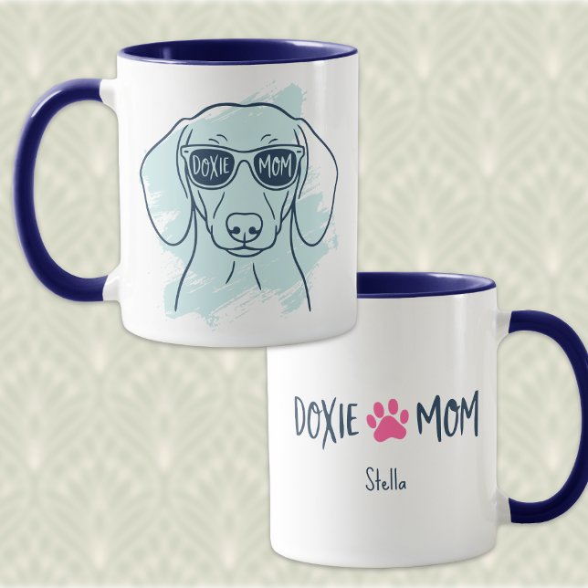 Doxie Mom Mug – Personalized Ice Blue Dachshund Tasse (Von Creator hochgeladen)